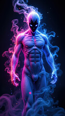 Obraz premium Introducing your AI Girlfriend - A futuristic, artistic representation of an advanced digital companion with a human-like form and vibrant, ethereal energy.