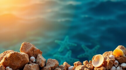 Background decorated with starfish