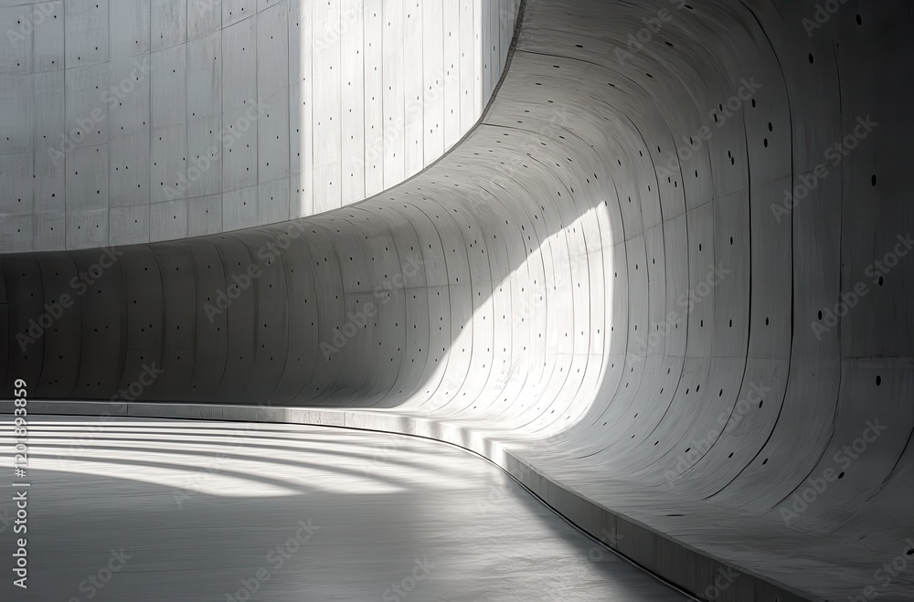 Aufkleber modern architectural design featuring curved concrete walls and soft light creating an abstract mini
