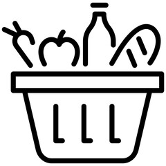 Grocery shopping colorful vector flat glyph icon.
