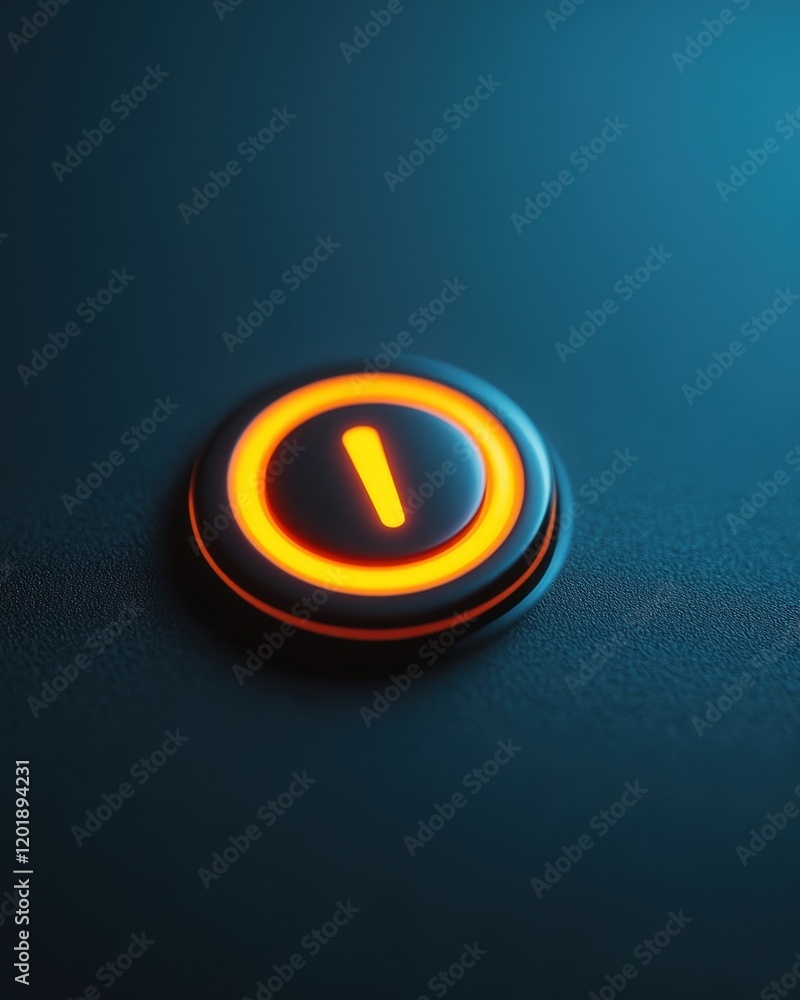 Poster a serene photo of a power button icon glowing softly on a modern minimalist device