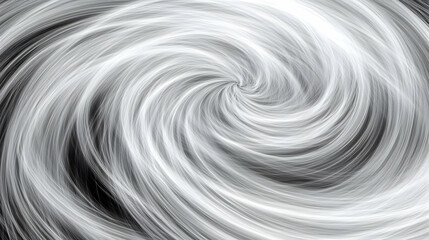 Abstract grayscale swirl pattern, resembling hair or a vortex. Perfect for backgrounds, websites, or design projects needing a dynamic, elegant feel.