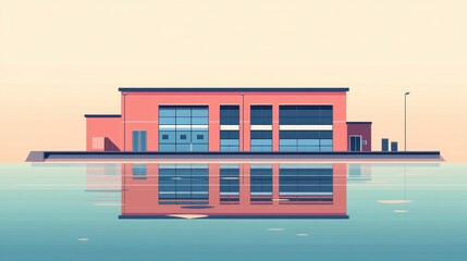 Fototapeta premium Shipping warehouse management flat design front view industrial theme water color complementary color scheme 