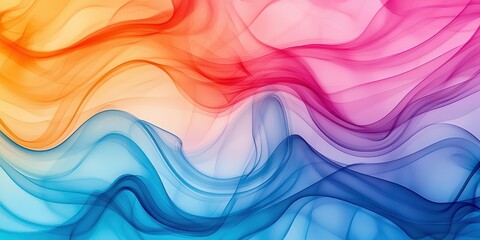 Naklejka premium Directional path flow concept. Abstract colorful waves blend harmoniously in a gradient of vibrant hues, creating a fluid and dynamic visual effect.