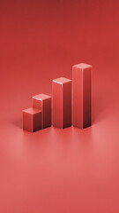 Red bars display growth, symbolizing success and progress in business and finance analysis