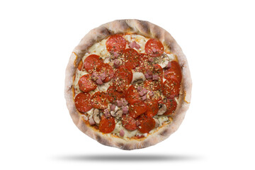 Pizza recortada no fundo transparente com sombra descolda fácil de ser retirada para aplicação de outros fundos