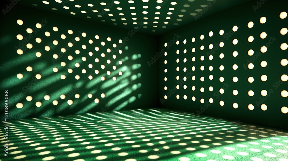 Poster mysterious green room with light and shadow patterns