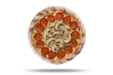 Pizza recortada no fundo transparente com sombra descolda fácil de ser retirada para aplicação de outros fundos