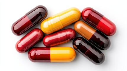 Close-up image of various colorful capsules designed for medication, highlighting the diverse aspects of pharmaceuticals and healthcare advancements in modern society.