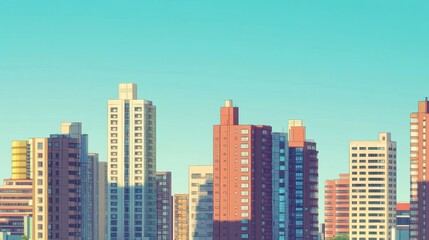 Fototapeta premium Tall buildings and coins are the same height 