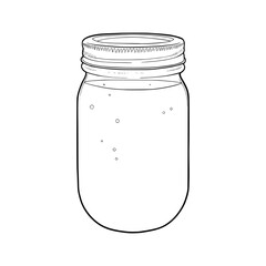 a line art drawing of a glass jar of preserved peas