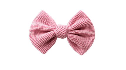 A soft pink knitted bow, perfect for adding a touch of charm to hair, fashion accessories, or crafts. Ideal for children and stylish hairstyles.