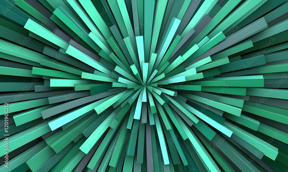 Poster abstract 3d rendering of radiating green lines creating a dynamic, energetic burst. perfect for back