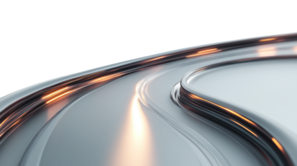 Abstract digital design featuring sleek lines and curves in metallic hues, ideal for backgrounds, wallpapers, and modern tech visuals.