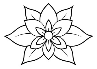 Fototapeta premium Simple line drawing of a five-petaled flower with minimalist design