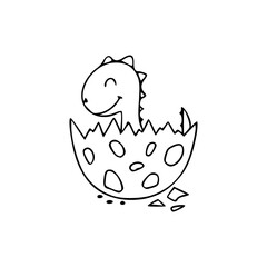 a line art drawing of a super cute dinosaur cartoon character for coloring page