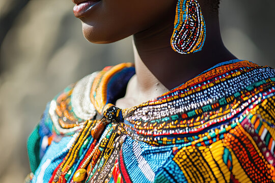 Portrait of a Zambian woman in traditional chitenge dress, Zambia