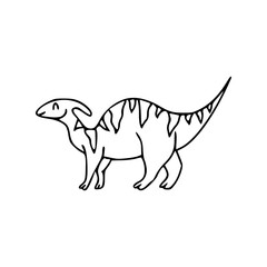 a line art drawing of a super cute dinosaur cartoon character for coloring page