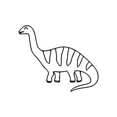 a line art drawing of a super cute dinosaur cartoon character for coloring page