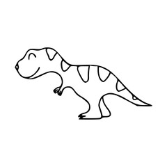 a line art drawing of a super cute dinosaur cartoon character for coloring page