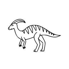 a line art drawing of a super cute dinosaur cartoon character for coloring page