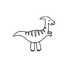 a line art drawing of a super cute dinosaur cartoon character for coloring page