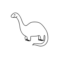 a line art drawing of a super cute dinosaur cartoon character for coloring page