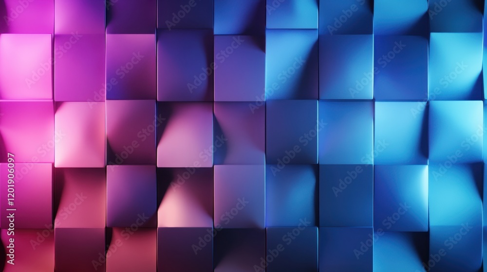 Poster tiles with a vibrant and colorful design reflect an abstract pattern, combining art and technology t