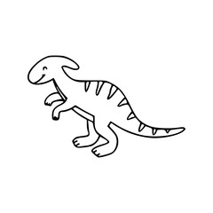 a line art drawing of a super cute dinosaur cartoon character for coloring page