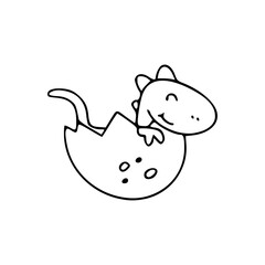 a line art drawing of a super cute dinosaur cartoon character for coloring page