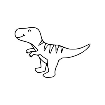recommend clip art: a line art drawing of a super cute dinosaur cartoon character for coloring page