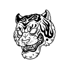 a detailed drawing of a head of a tiger illustration