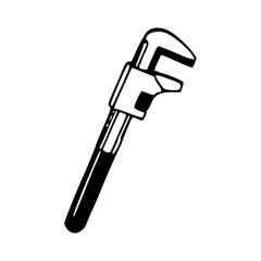 a line art drawing of a plumbing wrench tools illustration