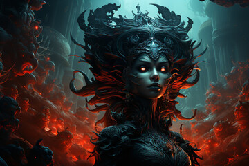demoness woman in black,.  Generative AI