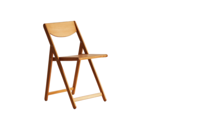 A simple wooden folding chair captured against a minimalist background. Perfect for home decor or outdoor settings, blending style with functionality.
