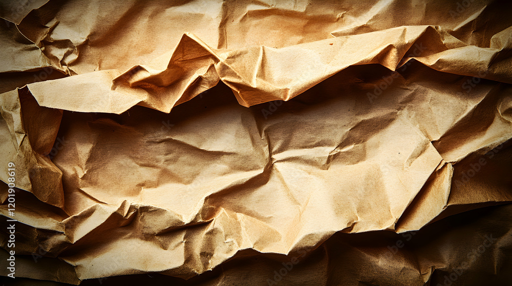 Aufkleber highly textured crumpled brown paper background, great for design projects needing a rustic or vinta
