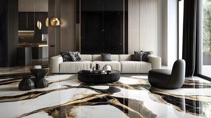 Striking Black and Gold Marble Design for Modern Elegance