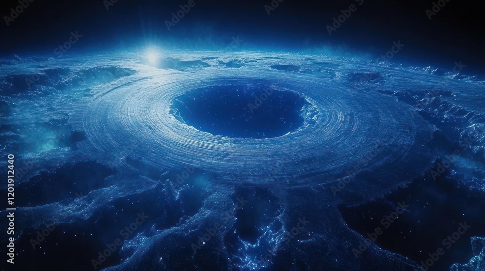 Poster mesmerizing cosmic nebula with luminous particles and central void