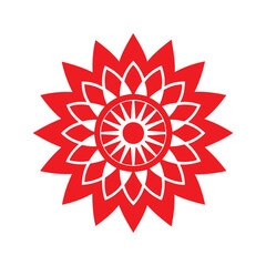 Red Mandala Silhouette Vector on a White Background