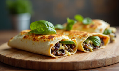 Portobello Mushroom and Spinach Quesadillas with Vegan Cheese