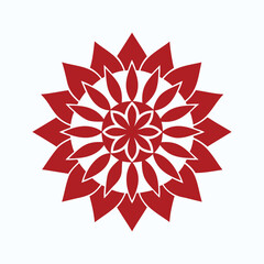 Red Mandala Silhouette Vector on White Background
