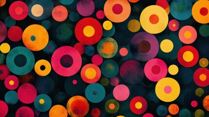 Colorful Abstract Background with Various Circle Patterns and Shapes