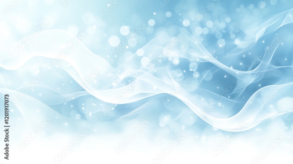 Poster ethereal light blue abstract waves with soft bokeh effect