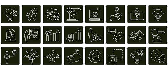 Startup icons set. Set of editable stroke icons.Set of Startup