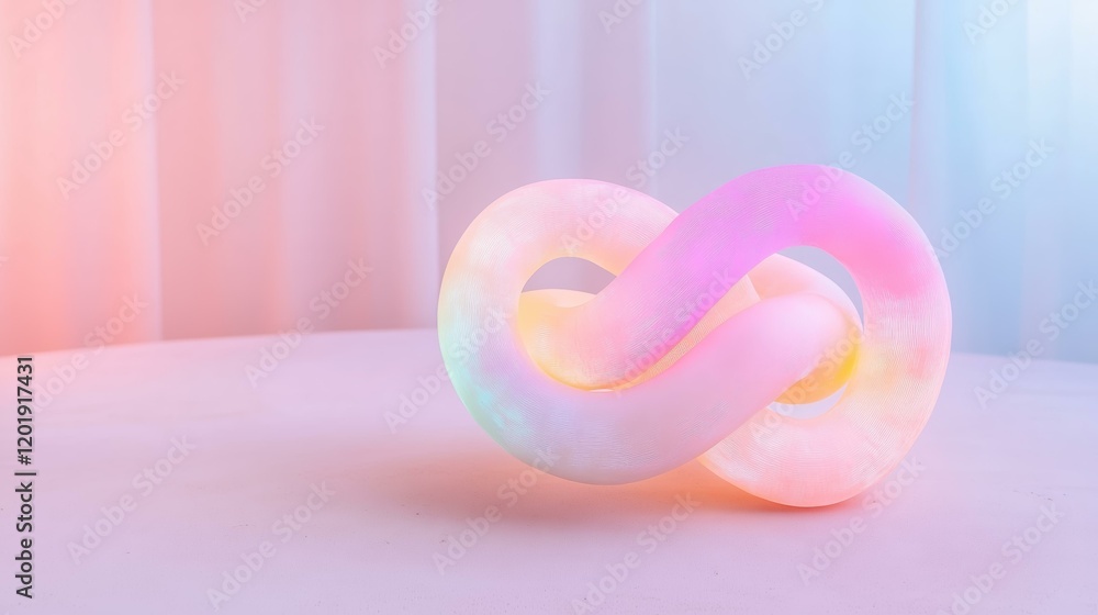 Wall mural glowing pastel infinity loop on minimalist soft gradient background