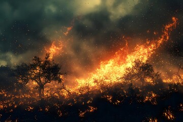 Naklejka premium Wildfire in the forest