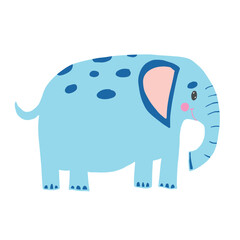 Cute blue elephant with pink ears and dotted details. A playful cartoon illustration ideal for safari, wildlife, and children’s decor.