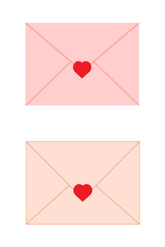 Cute pastel love letters, romantic pink and peach envelopes with red heart seals. Perfect for Valentine's Day designs, cards, invitations, scrapbooking and digital projects. Transparent PNG 