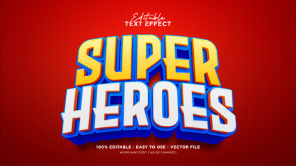Editable super heroes 3d text effect, cartoon text style effect
