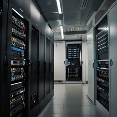 erver rooms,room with servers,data center,,server rack with servers,server rack with cables,server rack in a data center	,Server room with server tower